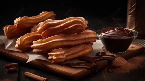 Churro Kayu Manis Ini Memiliki Saus Cokelat Gambar Churros Latar