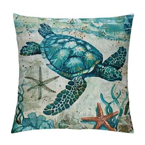 GOSMITH Sea Turtle Pillow Cases Ocean Theme Home Decorative Throw