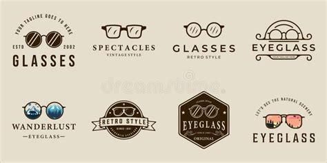 Set Of Eyeglass Logo Vector Vintage Illustration Template Icon Graphic