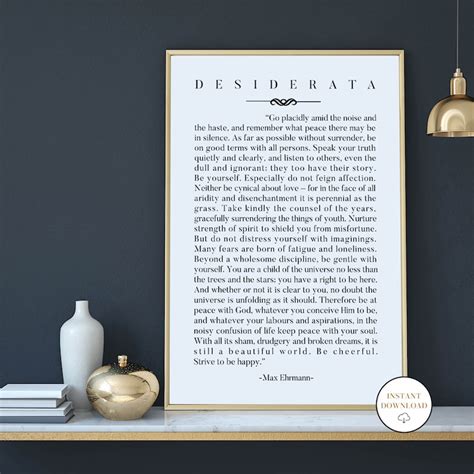 Desiderata Poem Art Print By Max Ehrmann Inspirational Poem Etsy Canada