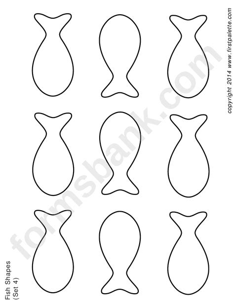 Simple Small Fish Shapes Template printable pdf download