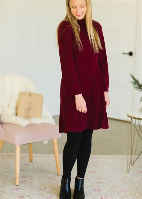 Burgundy Long Sleeve Midi Dress Final Sale Burgundy Long Sleeve