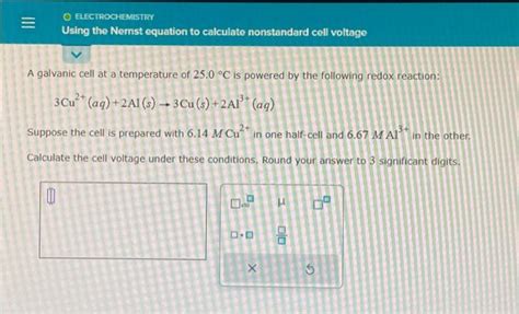 Solved O Electrochemistry Using The Nernst Equation To