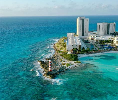 DroneLighthouse at Coral Beach, Cancun,Mexico Stock Image - Image of ...