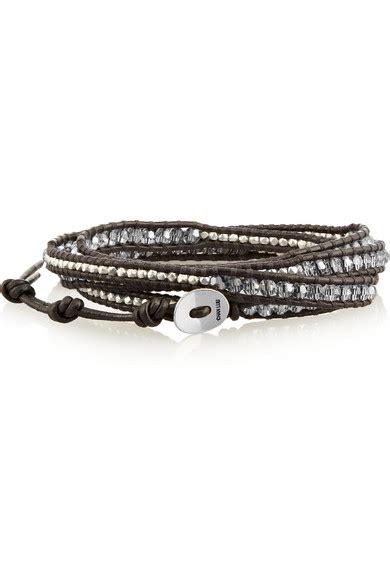 Chan Luu Swarovski Crystal Silver And Leather Wrap Bracelet Net A