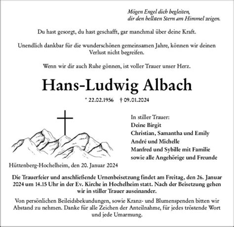 Traueranzeigen Von Hans Ludwig Albach Vrm Trauer De