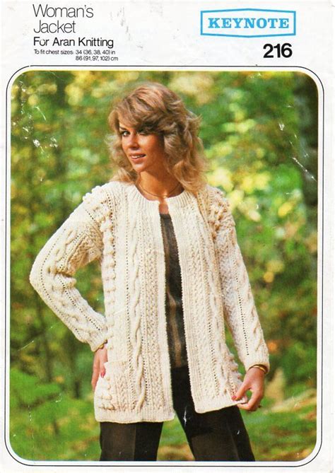 Vintage Womens Aran Jacket Knitting Pattern Pdf Ladies Edge To Edge Cable Cardigan 34 40 Aran