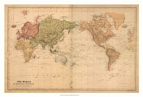 Map of the World, c.1800's (mercator projection) Giclee by Vision ...