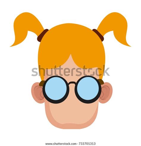 Cute Girl Glasses Cartoon Stock Vector Royalty Free 733701313