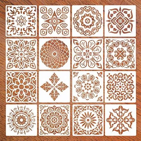 Xnjihwa Pcs Mandala Stencils Mandala Pattern Reusable Stencils Laser