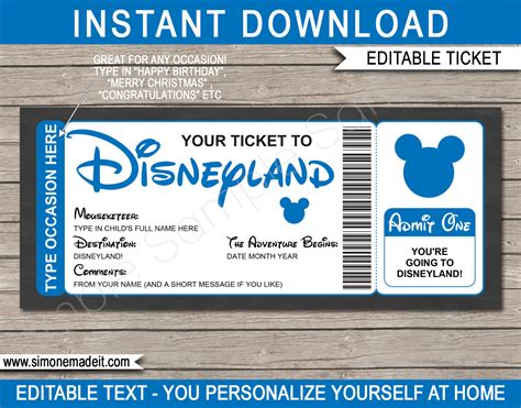 Printable Disney Tickets - Printable Word Searches