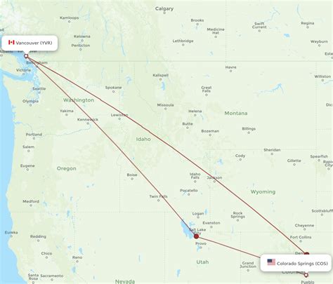 All Flight Routes From Colorado Springs To Vancouver Cos To Yvr Flight Routes