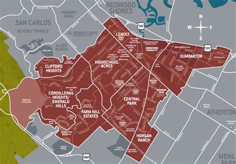 Redwood City Neighborhood Map