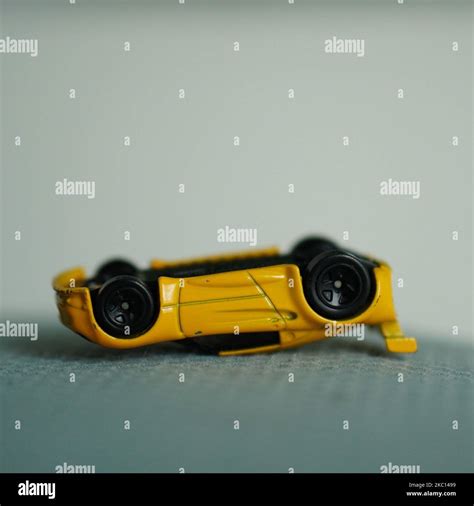 Mattel Hot Wheels Toy Model Yellow Lotus Car Laying Upside Down Stock Photo Alamy