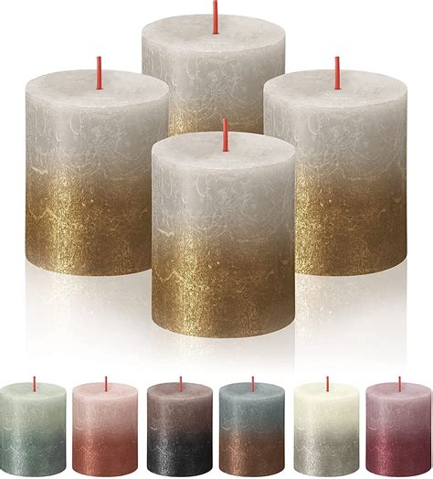 Bolsius Sandy Gray Gold Unscented Pillar Candles X