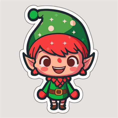 Premium Vector Christmas Elf Cartoon Sticker Xmas Santa Elf Stickers