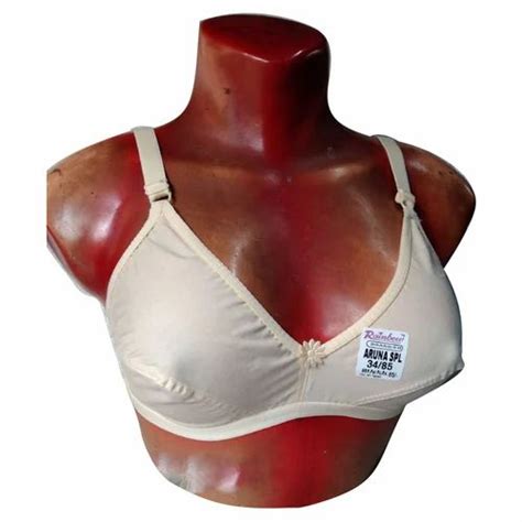 Rainbow Ladies Plain Lycra Cotton Bra White Size 34 Inch 85cm At