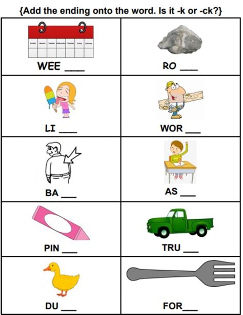 Ck Or K Words Worksheet Worksheet