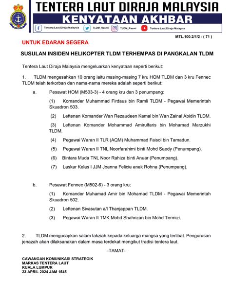 Kemas Kini Helikopter Terhempas Identiti Dan Wajah Mangsa Nahas