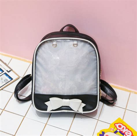 Clear Transparent Ita Bag Pin Display Backpack School Shoulder Bags