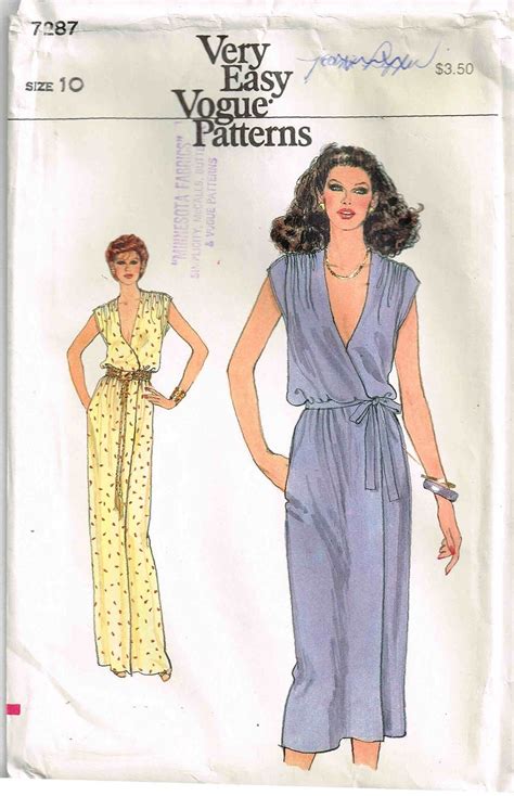 Sewing Pattern Vogue 7287 Dress And Belt Loose Blouson Front Wrap Size