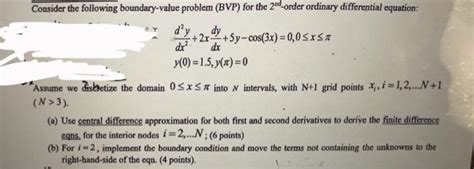 Solved Consider The Following Boundary Value Problem Bvp