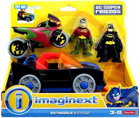 Fisher Price Dc Super Friends Batman Imaginext Batmobile Cycle 3 Figure