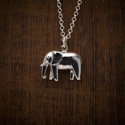 Sterling Silver Large Elephant Pendant Silver Necklace Pendant