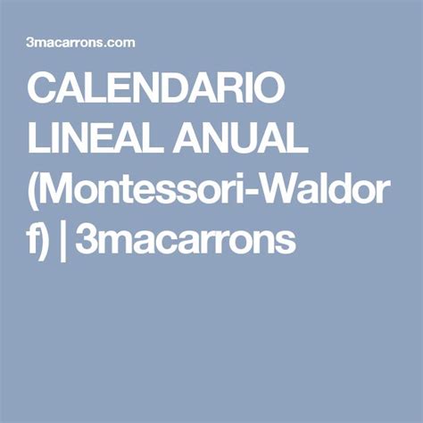 Calendario Lineal Anual Montessori Waldorf Macarrons Montessori