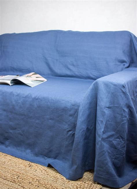 Linen Couch Cover Drop Cloth In Navy Blue Color Sofa Linen Etsy