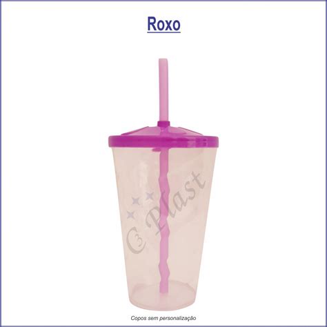 COPO TWISTER CRISTAL TAMPA E CANUDO 750ML Roxo 100 Unidades