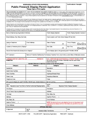 Fillable Online Sfm Ne Public Firework Display Permit Application