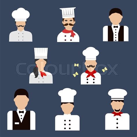 Food Service Profession Flat Icons Stock Vector Colourbox