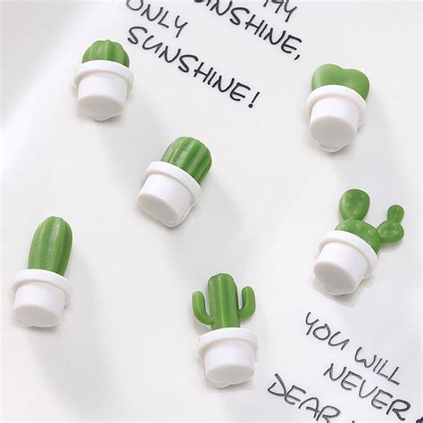 6pcs Decorative Magnets Cute Stable Green Plant Decorative Refrigerator