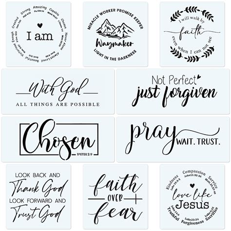 Buy 10 Set Farmhouse Christian Stencil With God All Things Are