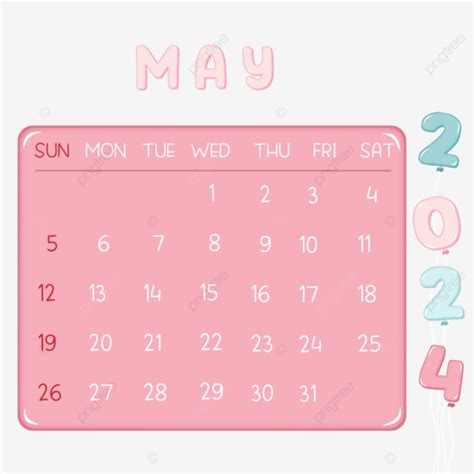 Mayo 2024 Calendario Globo Rosa Azul Png 2024 Calendario Mensual