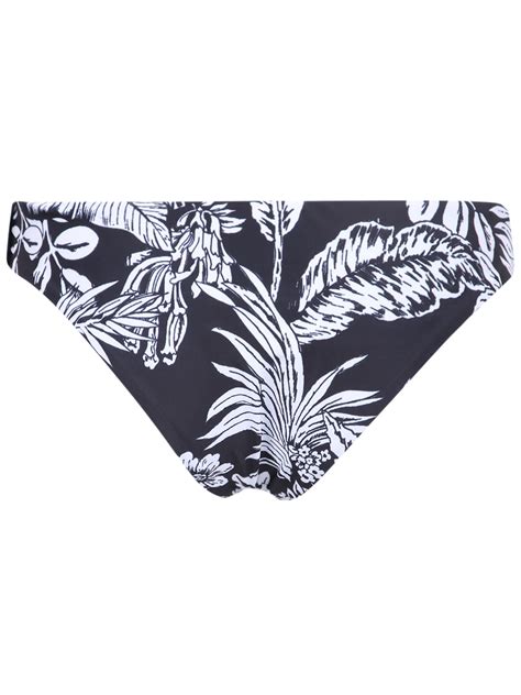 Palm Angels Tropical Print Bikini Bottoms In Black Modesens