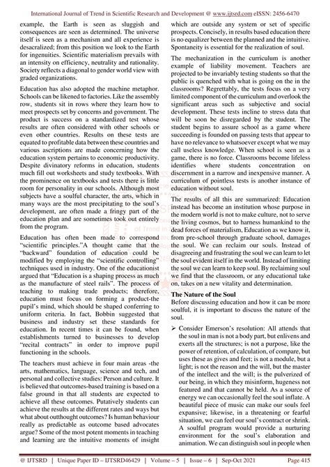 Soulfulness and the Education | PDF