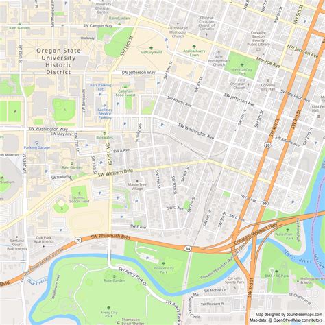 Highly Detailed Printable And Editable Vector Map Of Corvallis Product