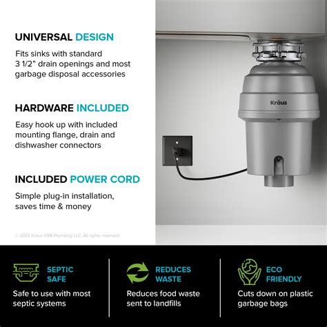 Kraus Kore Continuous Feed 1-HP Septic Safe Corded Garbage Disposal
