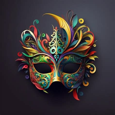 Colorful Venetian Carnival Mask Premium Ai Generated Image