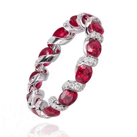 Anillo de dedo de circonita de rubí Eternity para mujer anillos de