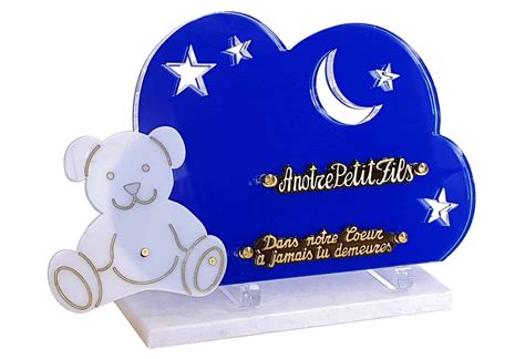 Plaque funéraire ourson et nuit étoilée Plaque pour enfant