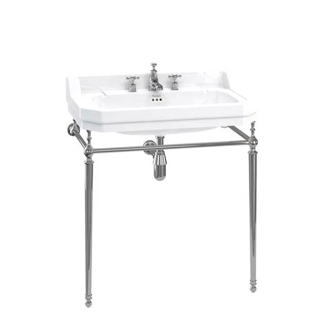 Edwardian 80cm Basin With Basin Stand 1 Tap Hole And Chrome Wash Stand