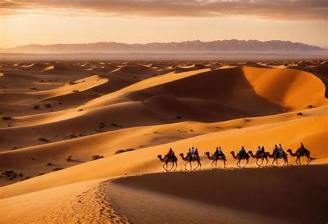 Premium Photo Camel Caravan In The Sahara Desert At Sunset Morocco Africa