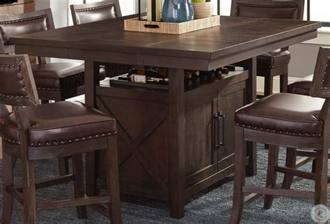 Oxton Distressed Dark Cherry Counter Height Dining Room Set From