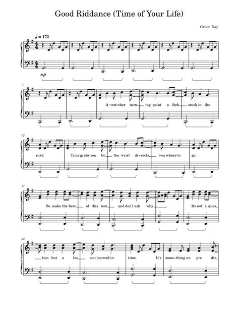 Good Riddance (Time of Your Life) - Green Day Sheet music for Piano ...