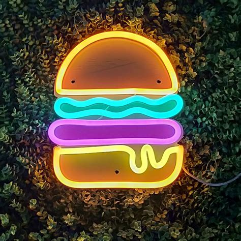 Burger Led Neon Sign Yellowpop Neon Signs Home Led Neon Signs