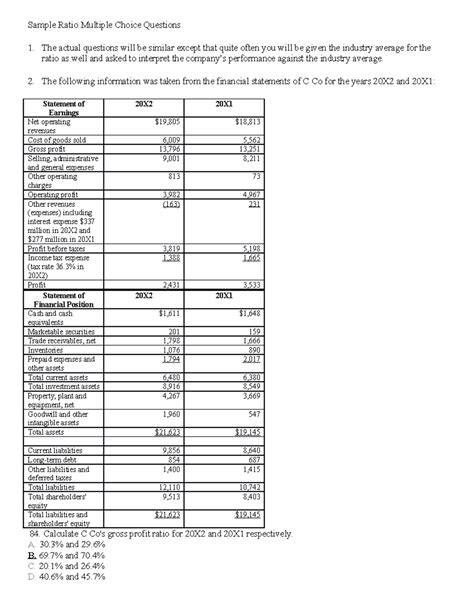 Sample Ratio Questions - Sample Ratio Multiple Choice Questions 1. The
