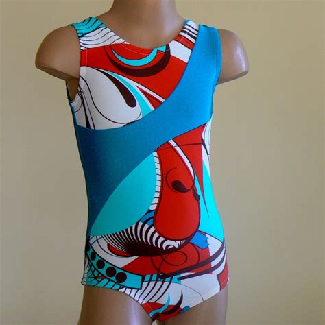 Gymnastics Dance Leotard Teal Abstract Print Size By Sendesigne